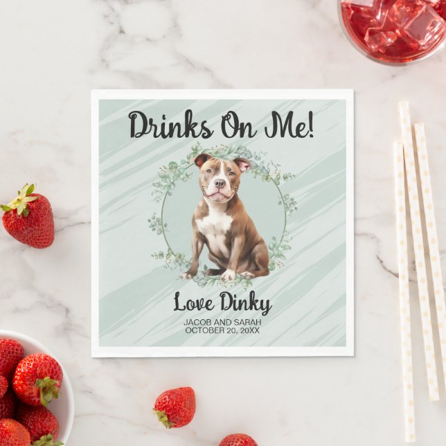 Guardanapos com Foto de Cachorro Pitbull Drinks On (Insitu)