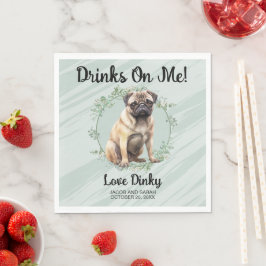 Guardanapos com Foto do Pug Drinks On Me