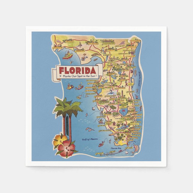 Guardanapos com Mapa da Flórida (Frente)