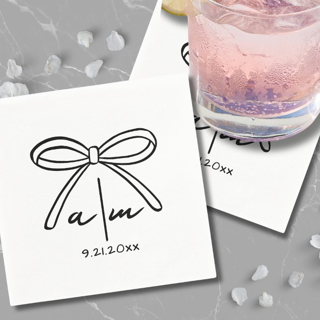 Guardanapos com Monograma de Casamento Caprichoso  (Hand Drawn Whimsical Wedding Monogram Napkins)