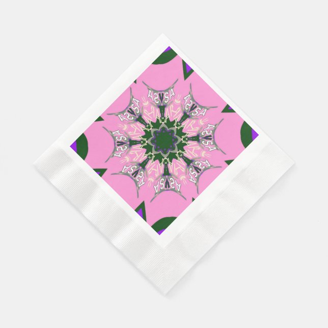 Guardanapos com Motivo de Monograma Rosa Bebê Roxo (Quina)