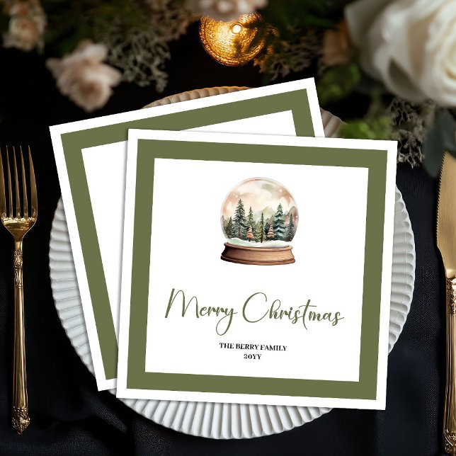 Guardanapos com Nome Personalizado Elegant Script  (Elegant Script Christmas Ball Custom Name Napkins)