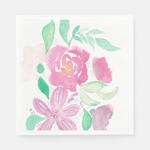 Guardanapos com padrão pintado à mão com flores em