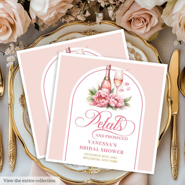 Guardanapos com Pétalas Clássicas e Acento Dourado (Classic Petals and Prosecco Gold Accent Napkins)