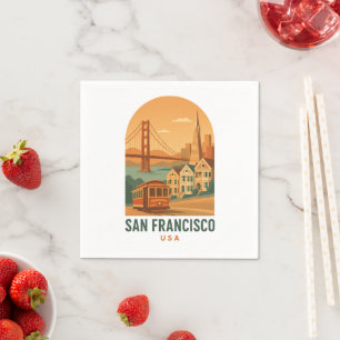 Guardanapos com Poster de Viagem de São Francisco