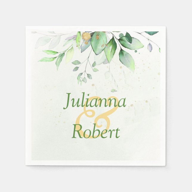 Guardanapos com verde em aquarela (Frente)