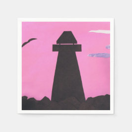 Guardanapos cor-de-rosa com um Farol Silhuetado