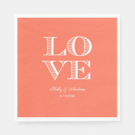 Guardanapos Coral, White LOVE