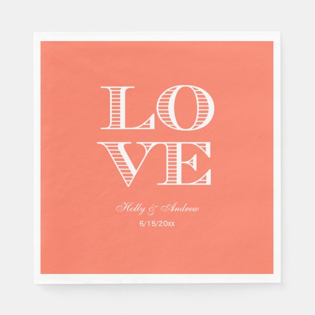 Guardanapos Coral, White LOVE (Frente)