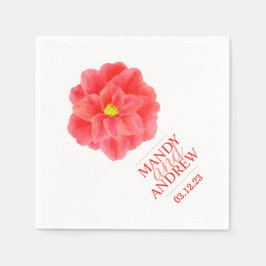 Guardanapos da camélia vermelha branca e casada