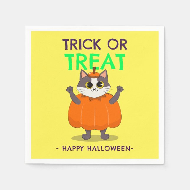 Guardanapos das festas de Halloween, Gato de abóbo (Frente)