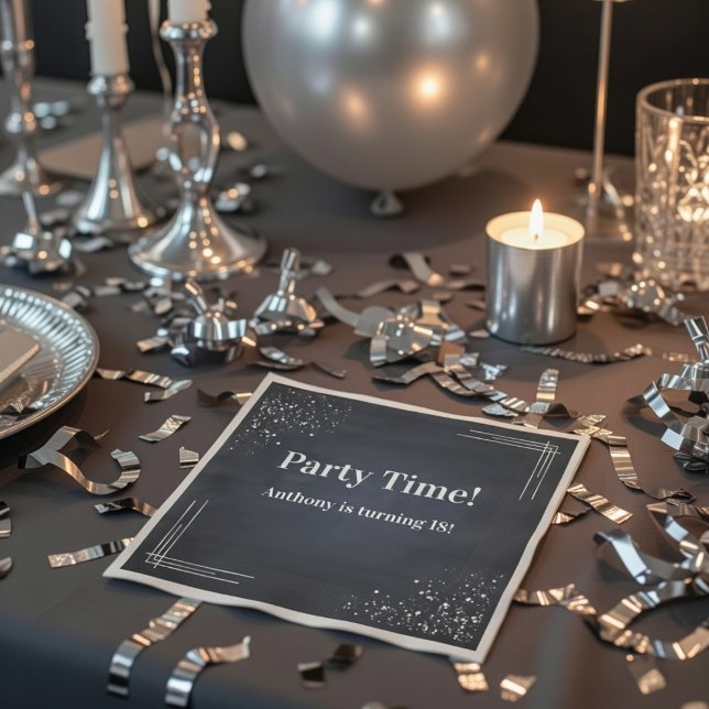 Guardanapos de 18º Aniversário Azul Escuro e Prata (Criador carregado)