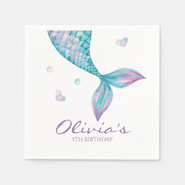 Guardanapos de Aniversário Cauda de Sereia Sob o M