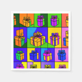 Guardanapos de aniversário com design de presente