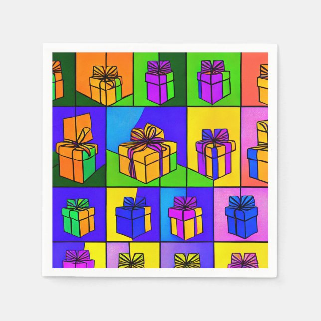 Guardanapos de aniversário com design de presente (Frente)