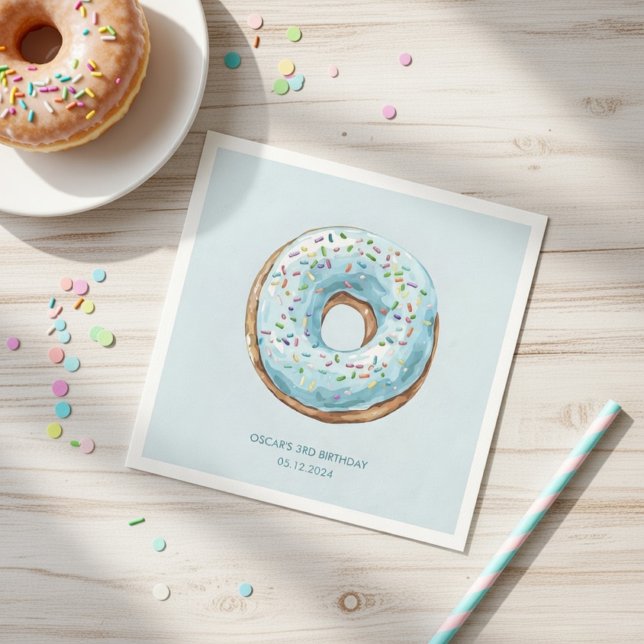 Guardanapos de Aniversário com Tema de Donut | Tem (Criador carregado)