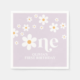 Guardanapos de aniversário de 1 ano com flores de