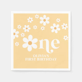 Guardanapos de aniversário de 1 ano com flores de