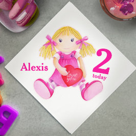 Guardanapos de aniversário de 2 anos de meninas de