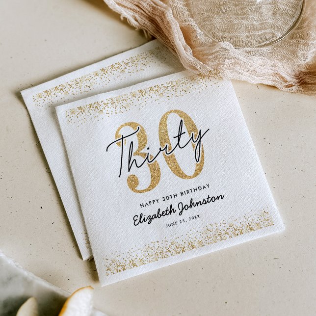 Guardanapos de Aniversário de 30 anos Branco & Dou (Criador carregado)