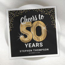 Guardanapos de aniversário de 50 anos com Cheers m