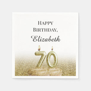 Guardanapos de aniversário de 70 anos Branco e Dou
