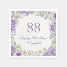 Guardanapos de aniversário de 88 anos Elegantes Fl