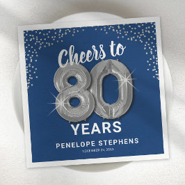 Guardanapos de Aniversário de Adulto de 80 Anos