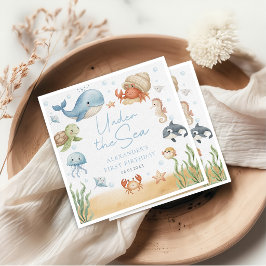 Guardanapos de Aniversário de Animais Marinhos Sob