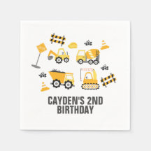 Guardanapos de Aniversário de Caminhão de Construç