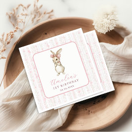 Guardanapos de aniversário de coelhinho rosa coque