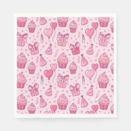 Guardanapos de Aniversário de Cupcake Rosa