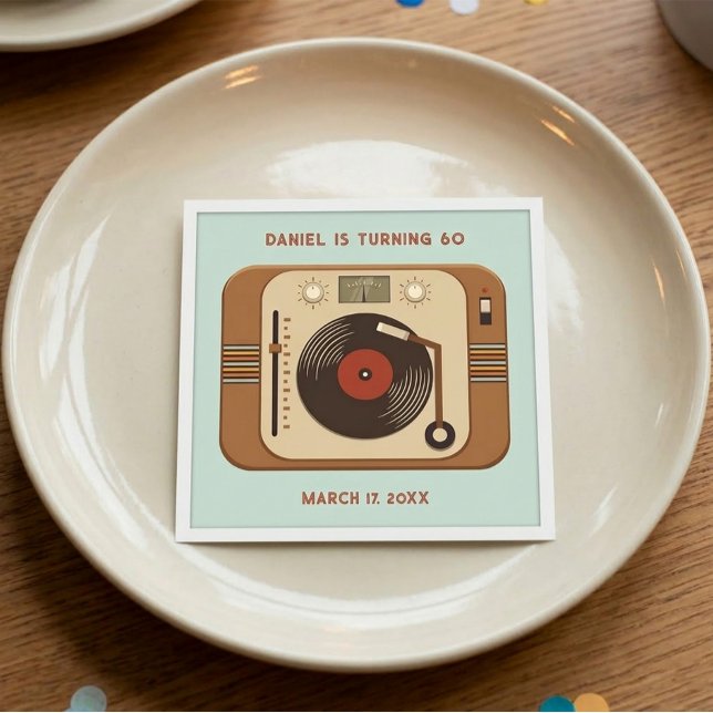 Guardanapos de Aniversário de Discos de Vinil Retr (Criador carregado)