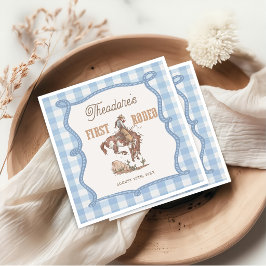 Guardanapos de Aniversário de Gingham de Primeiro 