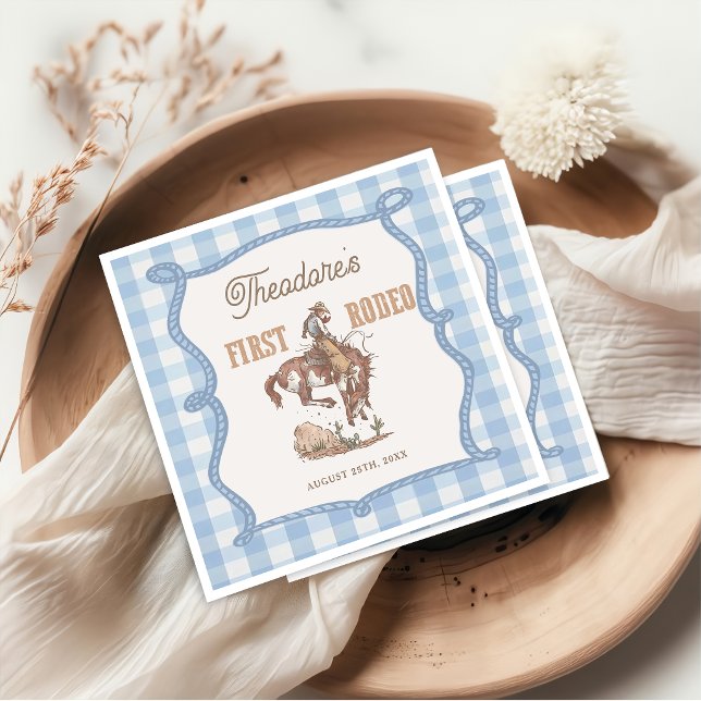 Guardanapos de Aniversário de Gingham de Primeiro  (Criador carregado)