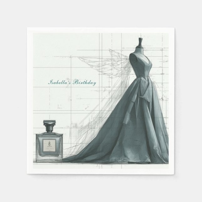 Guardanapos de Aniversário de Moda Elegante – Perf (Frente)