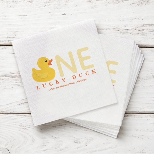 Guardanapos de Aniversário de Um Pato Sortudo | Pa (One Lucky Duck Party Napkins)