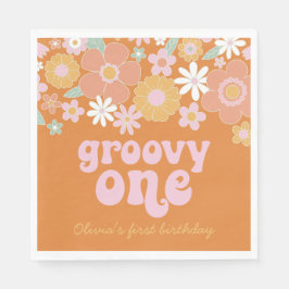 Guardanapos de aniversário Retro Floral Groovy One