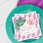 Guardanapos de Aquarela Tropical de Flamingo Rosa<br><div class="desc">Projetados para combinar com a minha coleção de estampas tropicais e de gingham, esses guardanapos apresentam seu nome ladeado por uma borda de verde folhagem de palmeira monstera rosa com flamingos em tons de rosa e verde em aquarela sobre um padrão de gingham rosa. Uma escolha divertida e única para...</div>