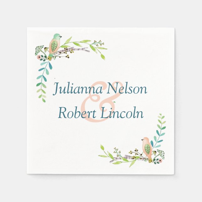 Guardanapos de aves em aquarela (Frente)