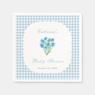 Guardanapos de Babyshower Flores Azuis Aquarela