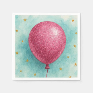 Guardanapos de Balão com Purpurina Rosa.