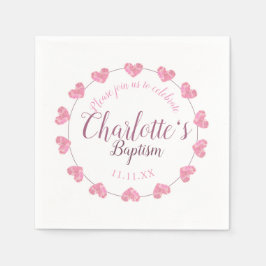 Guardanapos de batismo de menina branca com flores