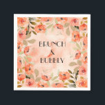 Guardanapos de Brunch e Espumante Florais Laranja<br><div class="desc">Lindas flores laranja aquarela e folhas elegantes destacam estes guardanapos para brunch e espumante para chá de noiva com Brunch & Bubbly ou qualquer palavra que você escolher. ITENS COINCIDENTES em nossa coleção.</div>