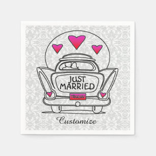 Guardanapos de carro de lua de mel personalizados
