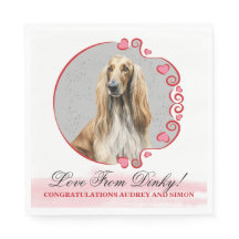 Guardanapos de casamento Afghan Hound com foto de