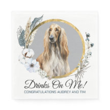 Guardanapos de casamento Afghan Hound com foto de