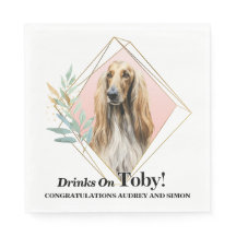 Guardanapos de casamento Afghan Hound com foto de