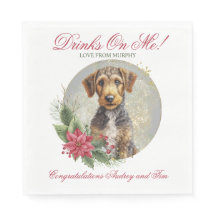 Guardanapos de casamento Airedale Terrier com foto