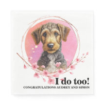 Guardanapos de casamento Airedale Terrier com foto
